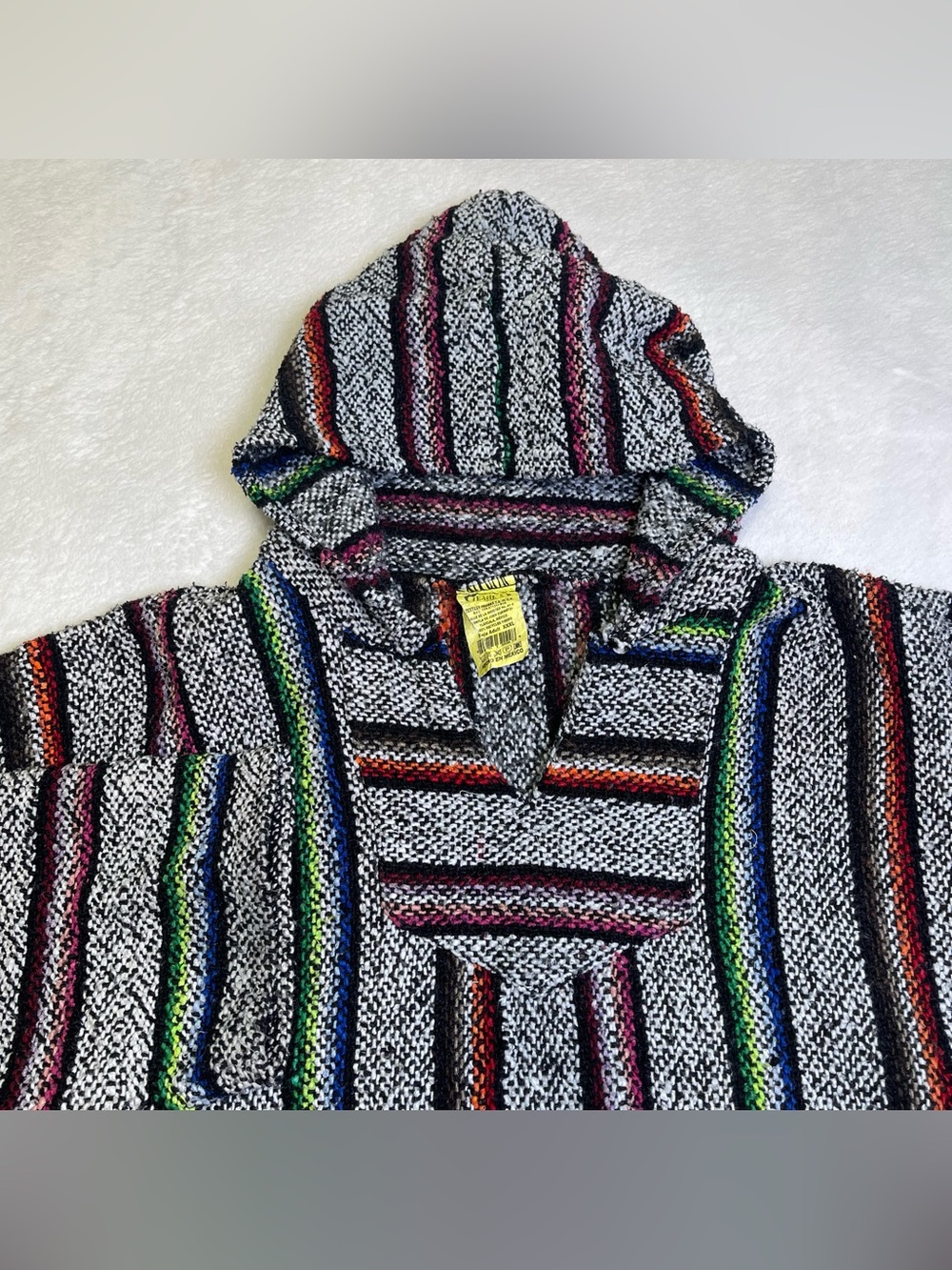 Vintage Frank's Baja Hoodie Pullover Poncho Mens XXXL Mexican Drug Rug